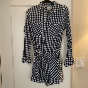 Navy Gingham Romper